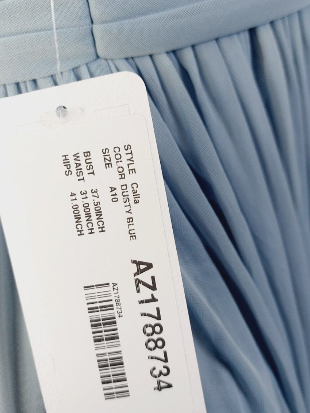 Azazie Women's Dusty Blue Calla Stretch-Mesh Long Maxi Bridesmaid Dress Size 10 - Picture 15 of 16